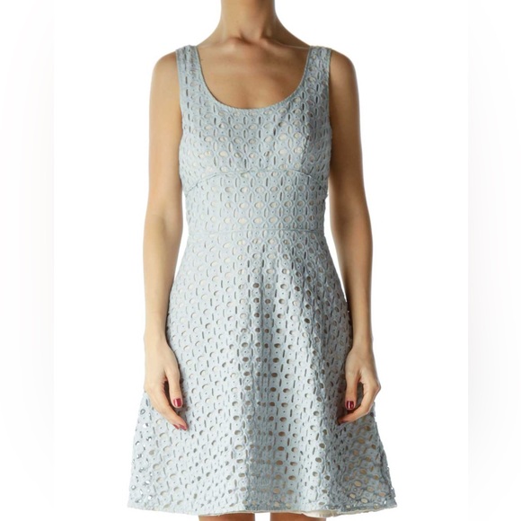 LOFT Dresses & Skirts - LOFT
Blue Beige Eyelet Empire Waist Day Dress